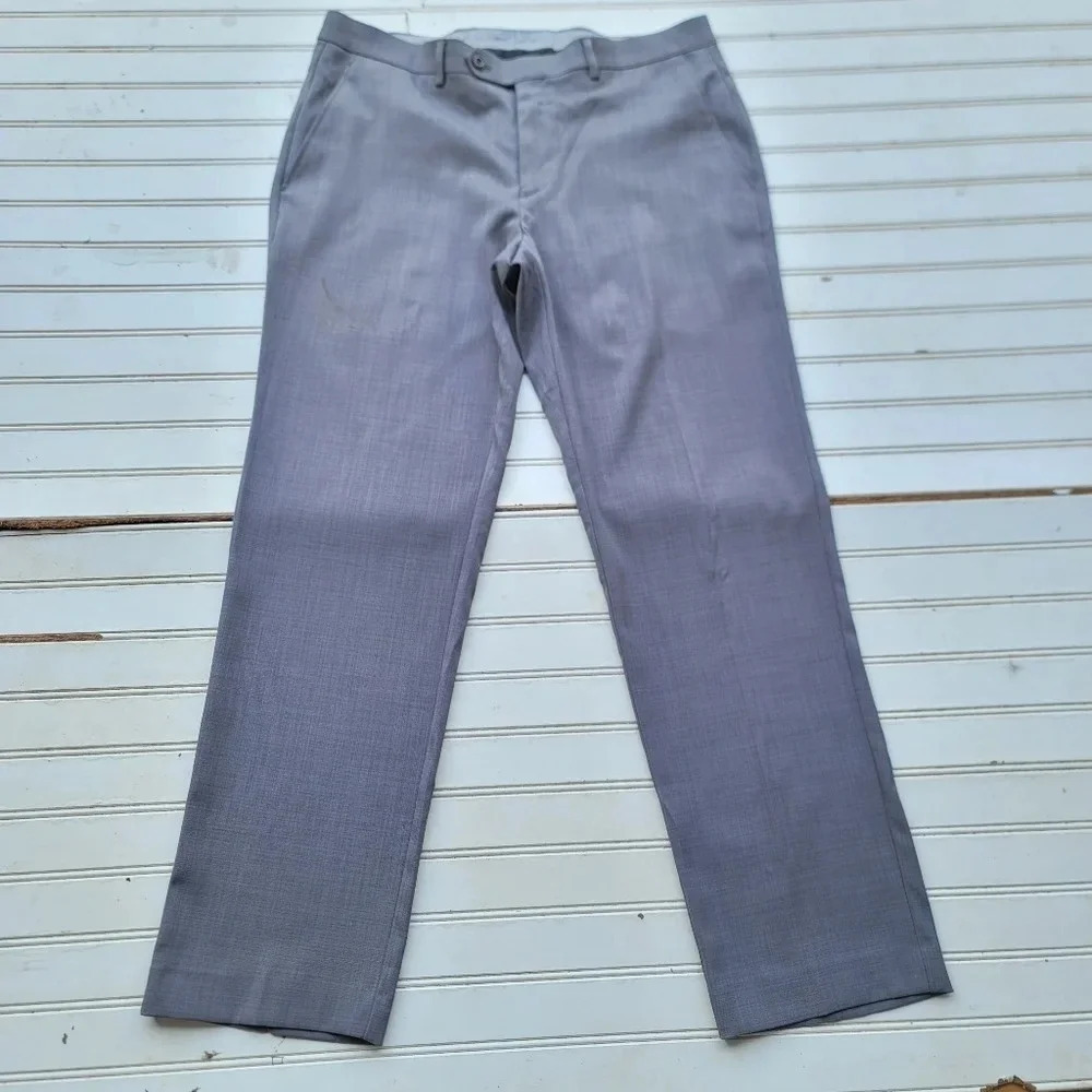 Michael Kors Men's Light Gray Flat Front Stretch Dress Pants Size 34X30